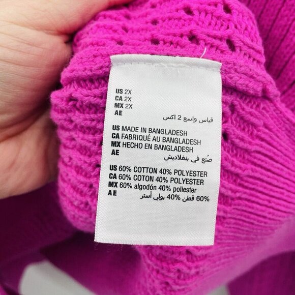 On 34th Womens Plus Size 2X Crewneck Spring Cotton-Blend Open Knit Sweater $59 - Picture 8 of 8